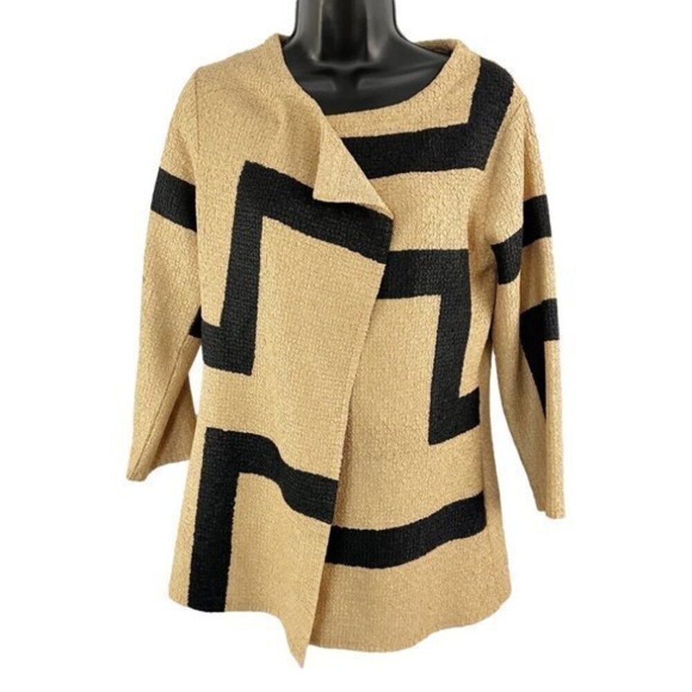 Berek Classic Abstract Modern Crinkle Jacket Gold Black Size Medium